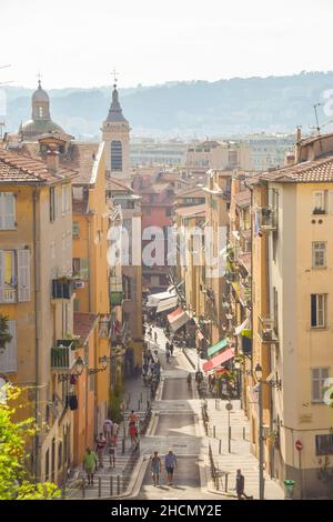 Vieux Nice, Sud de la France août 2019. Banque D'Images