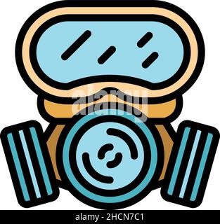 Icône de masque de gaz de danger.Contour danger masque gaz vecteur icône couleur plat isolé Illustration de Vecteur