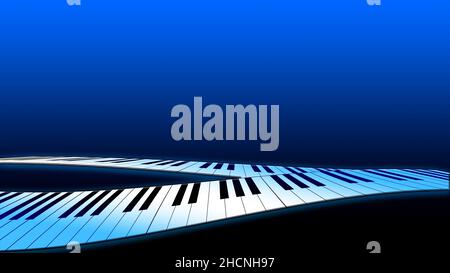 Illustration abstraite clavier piano avec fond bleu Banque D'Images