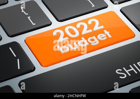 2022 bouton budget sur le clavier, 3D rendu Banque D'Images