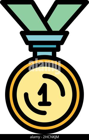 Icône de la médaille du sport.Contour sport médaille vecteur icône couleur plat isolé Illustration de Vecteur