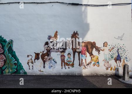 IPOH, MALAYASIA - 25 MARS 2018: Art de rue sur un mur à Ipoh, Malaisie Banque D'Images