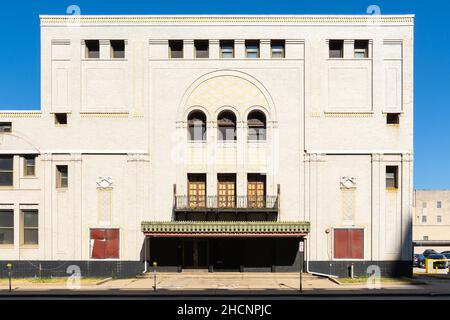 Extérieur du vieux théâtre abandonné.Peoria, Illinois, États-Unis. Banque D'Images