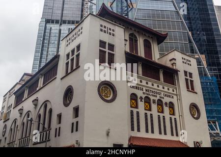 SINGAPOUR, SINGAPOUR - 12 MARS 2018 : Église méthodiste chinoise Telok Ayer à Singapour Banque D'Images