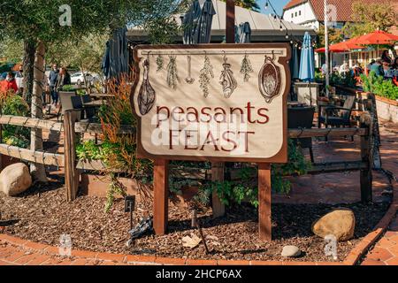 Solvang, Californie, Etats-Unis - 28 décembre 2021 restaurant paysan Feast, cuisine de confort de saison à Solvang, Californie Banque D'Images