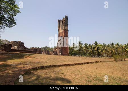 Ruines de la tour Saint Augustine, Old Goa, Goa, Inde Banque D'Images