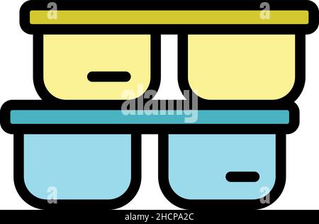 Icône des récipients écologiques.Contour ECO récipients de nourriture vecteur icône couleur plat isolé Illustration de Vecteur