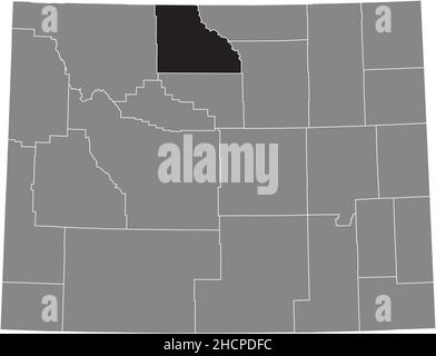 Carte de localisation en noir du comté de Big Horn carte administrative en gris de l'État fédéral du Wyoming, États-Unis Illustration de Vecteur