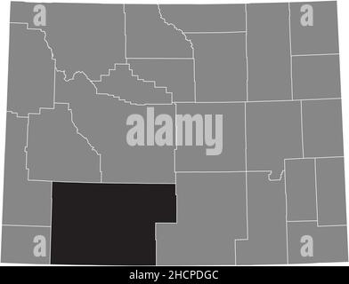 Carte de localisation en noir du comté de Sweetwater carte administrative en gris de l'État fédéral du Wyoming, États-Unis Illustration de Vecteur