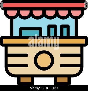 Icône de vente de nourriture de rue.Outline Street food distribute vecteur icône couleur plat isolé Illustration de Vecteur