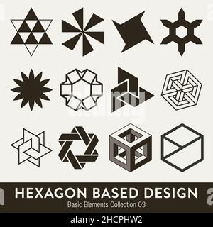 Collection d'éléments de base Vector : éléments de conception à base hexagonale Illustration de Vecteur