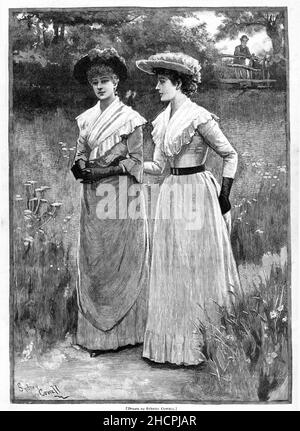 Gravure de deux femmes de l'époque victorienne, publiée en 1892 Banque D'Images