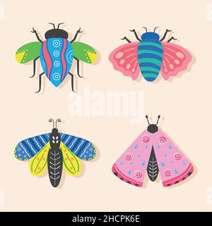 quatre insectes scandinaves Illustration de Vecteur