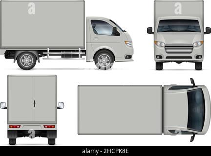 Maquette vectorielle pour petit camion sur fond blanc pour la marque du véhicule, l'identité de l'entreprise.Tous les éléments des groupes sur des calques distincts Illustration de Vecteur