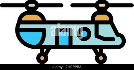 Icône d'hélicoptère de sauvetage.Contour grand hélicoptère de sauvetage vecteur icône couleur plat isolé Illustration de Vecteur