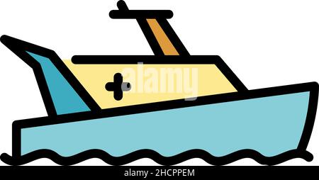 Icône de bateau de sauvetage croisé.Contour du vecteur de sauvetage croisé icône couleur plat isolé Illustration de Vecteur