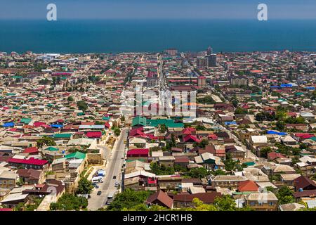 Vue aérienne de Derbent dans la République du Dagestan, Russie Banque D'Images