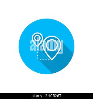 Navigation par symbole d'icône de vecteur GPS, conception plate, ombre longue Illustration de Vecteur