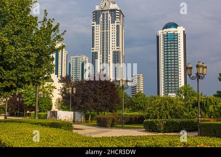 Gratte-ciel de la ville de Grozny, Tchétchénie Russie Banque D'Images