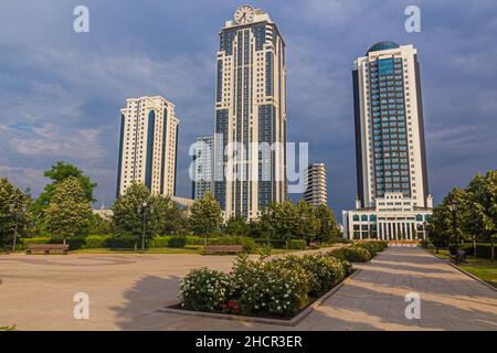 Gratte-ciel de la ville de Grozny, Tchétchénie Russie Banque D'Images