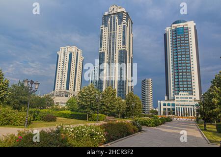 Gratte-ciel de la ville de Grozny, Tchétchénie Russie Banque D'Images