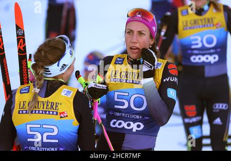 Oberstdorf, Allemagne.31st décembre 2021.Ski nordique/ski de fond: Coupe du monde, Tour de ski, 10 km de démarrage de masse classique, femmes.Sofie Krehl d'Allemagne à l'arrivée.Credit: Karl-Josef Hildenbrand/dpa/Alay Live News Banque D'Images