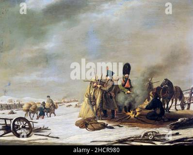 Bivouac à Molodechno, 3-4 décembre 1812: Un épisode de la retraite de Napoléon de Russie par Johannes Hari, huile sur panneau, c.1812-20 Banque D'Images