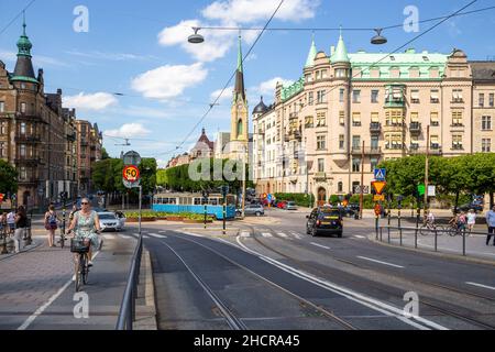 Stockholm, Suède - 25 juin 2016 : vue panoramique sur le centre-ville de la capitale, la vieille ville est l'un des plus grands et des mieux préservés centres de la cité médiévale Banque D'Images