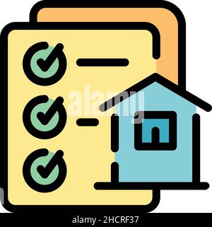 Icône des papiers de l'agent de maison.Outline House agent papiers vecteur icône couleur plat isolé Illustration de Vecteur