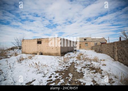 Magnifique paysage d'hiver de la ville de Vanadzor. Banque D'Images