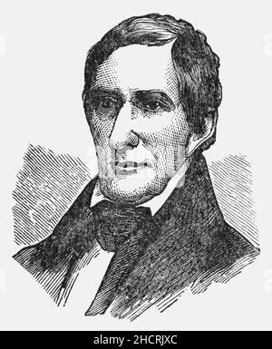 À la fin du siècle 19th, William Henry Harrison (1773-1841) était un officier militaire et un homme politique américain qui a été 9th président des États-Unis en 1841.Harrison est décédé 31 jours seulement après son investiture et a eu la plus courte présidence de l'histoire des États-Unis.Il a également été le premier président des États-Unis à mourir au pouvoir, et une brève crise constitutionnelle a résulté que la succession présidentielle n'était pas entièrement définie dans la Constitution des États-Unis.Harrison était le dernier président né en tant que sujet britannique dans les treize colonies. Banque D'Images