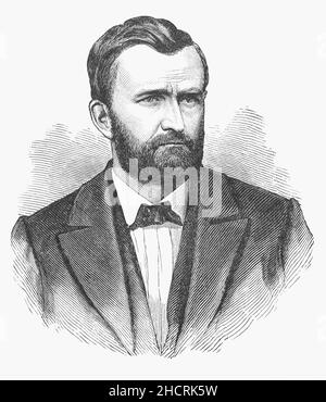 Un 19th portrait de Ulysses S. Grant (1822-1885), un militaire et homme politique américain qui a été président des États-Unis en 18th de 1869 à 1877.En tant que président, Grant était un exécutif efficace des droits civils qui a créé le ministère de la Justice et travaillé avec les Républicains radicaux pour protéger les Afro-Américains pendant la reconstruction.En tant que commandant général, il a mené l'armée de l'Union à la victoire dans la guerre civile américaine en 1865 et a brièvement servi comme secrétaire de la guerre. Banque D'Images