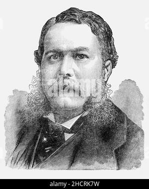 Portrait de 19th Chester à la fin du siècle, Alan Arthur (1829-1886) était un avocat et homme politique américain qui a été président des États-Unis en 21st de 1881 à 1885.Auparavant vice-président de 20th, il a succédé à la présidence à la mort du président James A. Garfield en septembre 1881, deux mois après que Garfield ait été abattu par un assassin. Banque D'Images