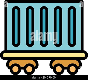 Icône de wagon.Contour de l'icône de vecteur de wagon couleur plat isolé Illustration de Vecteur