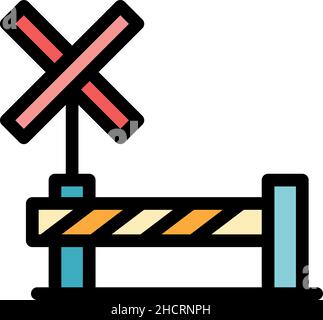 Icône de barrière de chemin de fer.Contour barrière de chemin de fer vecteur icône couleur plat isolé Illustration de Vecteur
