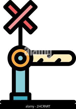 Icône de barrière de sécurité ferroviaire.Contour de sécurité barrière de chemin de fer vecteur icône couleur plat isolé Illustration de Vecteur