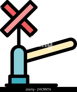 Icône de passage à niveau.Contour traversant chemin de fer vecteur icône couleur plat isolé Illustration de Vecteur