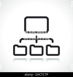 icône de dossier ou de sitemap en ligne mince isolée Illustration de Vecteur