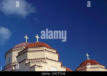 Église Saint-Charalambos, Exo Gonia, Santorin Banque D'Images