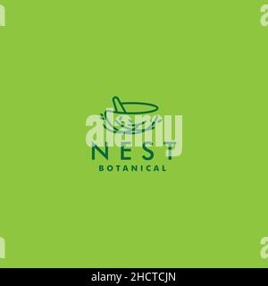 Silhouette minimaliste NID logo BOTANIQUE Illustration de Vecteur