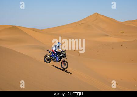 Hail, Arabie Saoudite.01st janvier 2022.30 Maio Antonio (prt), Franco Sport Yamaha Racing Team, Yamaha WR450F Rally, moto, action pendant la phase 1A du Dakar Rally 2022 entre Jeddah et Hail, le 1st 2022 janvier à Hail, Arabie Saoudite - photo Florent Gooden / DPPI crédit: DPPI Media/Alay Live News Banque D'Images