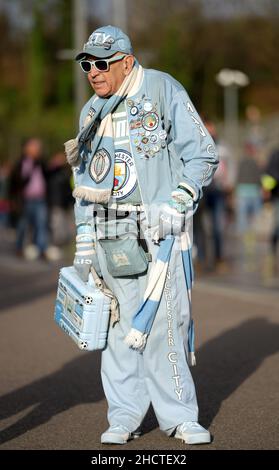 Pete, super fan de Manchester City, avant le match de la Premier League à l'Emirates Stadium, Londres.Date de la photo: Samedi 1 janvier 2022. Banque D'Images