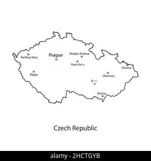 République tchèque carte du monde pays avec villes et villes.Illustration vectorielle. Illustration de Vecteur