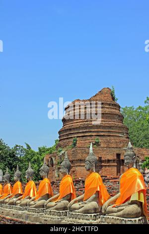 Wat Yai Chai Mongkhon, Temple Buddist, Ayutthaya, Thaïlande Banque D'Images
