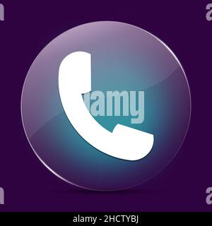 Téléphone lune verre bouton rond résumé sur un fond violet foncé abstrait Banque D'Images