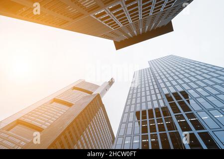 Silhouette des gratte-ciel en verre moderne dans la ville Banque D'Images