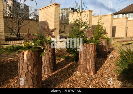 Vaduz, Liechtenstein, 6 décembre 2021 belle présentation de noël déco dans le centre-ville Banque D'Images