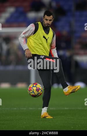 Londres, Royaume-Uni.01st janvier 2022.Luka Millivojević du Crystal Palace se réchauffe lors du match de la Premier League entre Crystal Palace et West Ham United à Selhurst Park, Londres, Angleterre, le 1 janvier 2022.Photo de Ken Sparks.Utilisation éditoriale uniquement, licence requise pour une utilisation commerciale.Aucune utilisation dans les Paris, les jeux ou les publications d'un seul club/ligue/joueur.Crédit : UK Sports pics Ltd/Alay Live News Banque D'Images