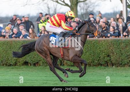 Shallow River arrive pour gagner le pare-chocs à Wincanton le lendemain de Noël 2021 Banque D'Images