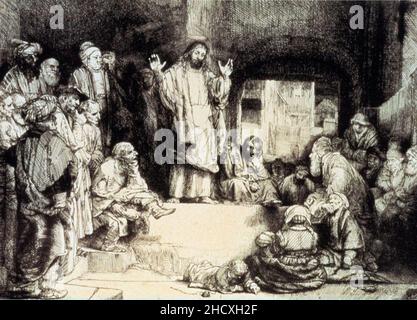 Rembrandt van Rijn - Christ prêchant. Banque D'Images